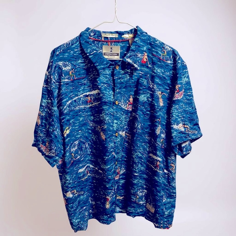 Scotch & Soda Blue Tropical Hawaiian Surfer Poolside Beach Ready Shirt